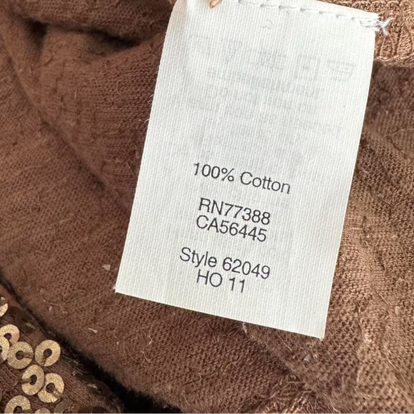 J. Crew Bronze Top Golden Sequin Sparkle Autumn Knit Size Medium - Picture 6 of 7